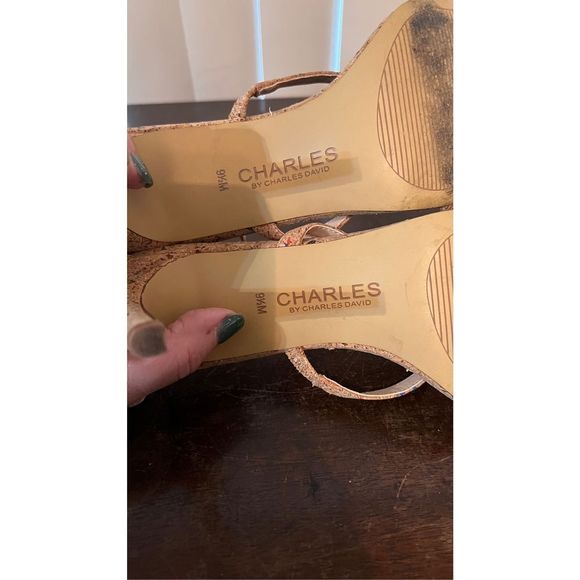 CHARLES BY CHARLES DAVID CORK STRAPPY HEELS WOMENS SIZE 9.5 - Picture 11 of 12